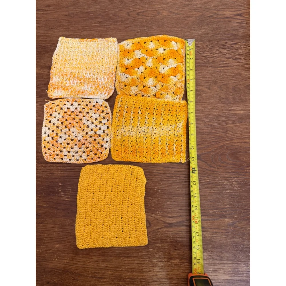 Handmade Crochet Cotton Washcloth Set of 5 | Reusable Dishcloths | Farmhouse Kit